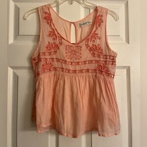 Abercrombie & Fitch Pink Embroidered Beaded Baby Doll Top
